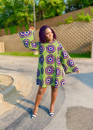 DABIRA African print casual Dress ( Green Life )