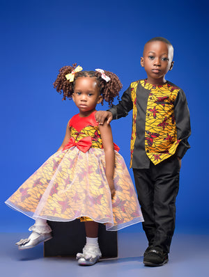 DEBOLA African Print Boys Top ( Red Butterfly )