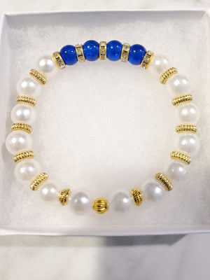 Blue & White Beads Bracelet