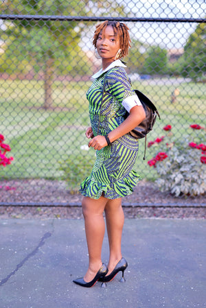 Hot High School Mini Dress-Green
