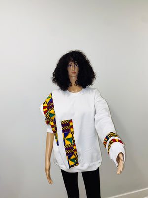 African Print Unisex Sweater set Beanie- White