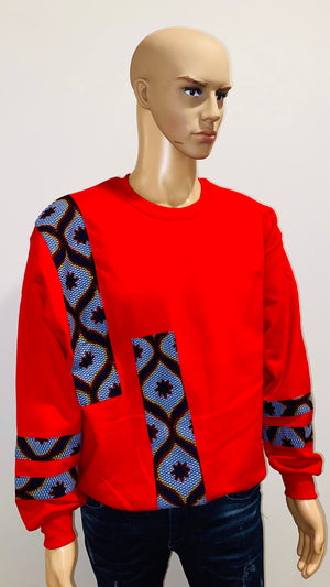 African Print Unisex sweater set Beanie- Red