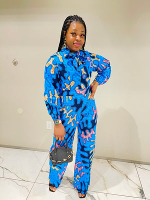 My Boss-Lady African Print Ankara Jumpsuit-Bleu